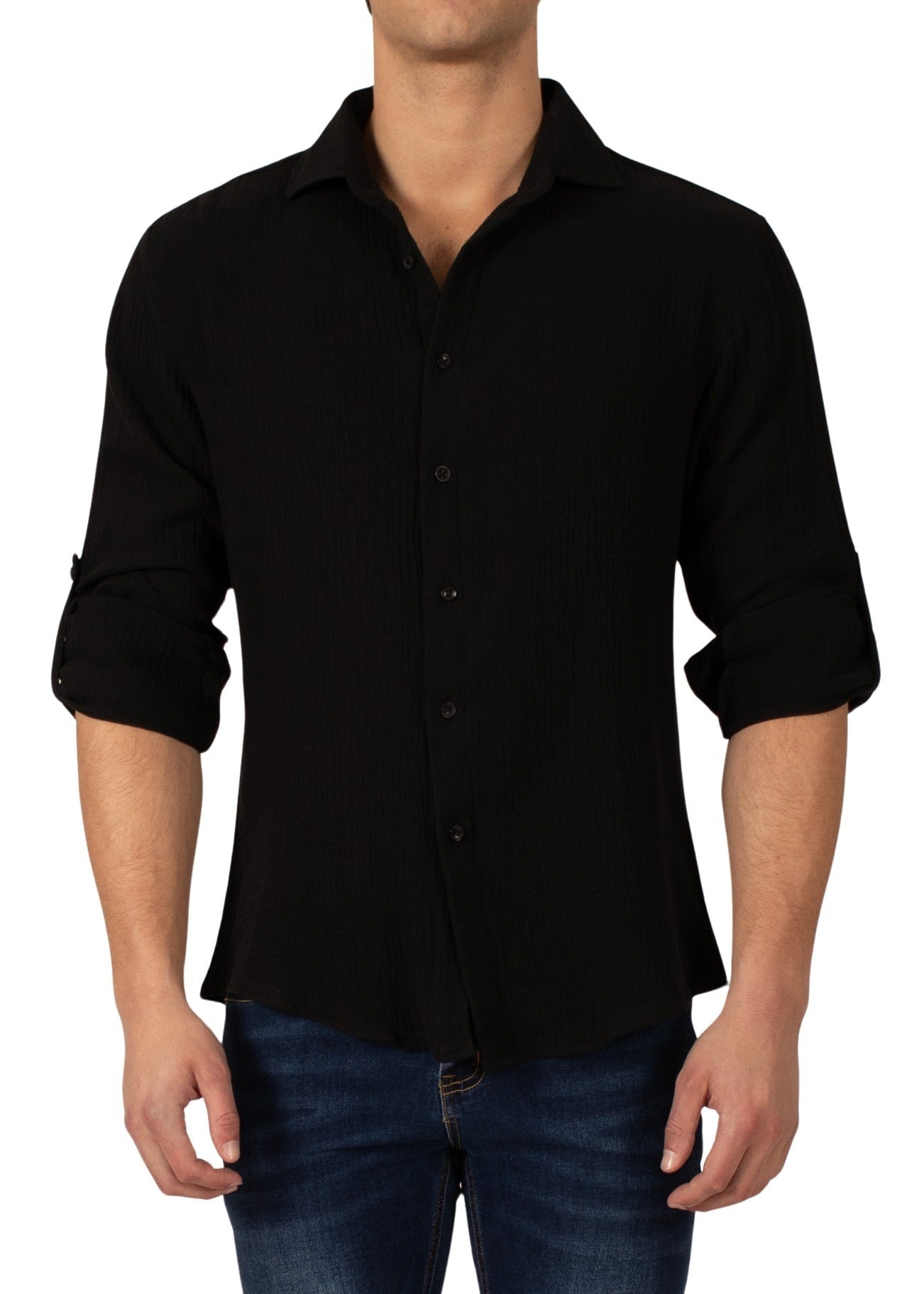 232275 - Black Button Up Long Sleeve Dress Shirt – NEO NYC, INC.