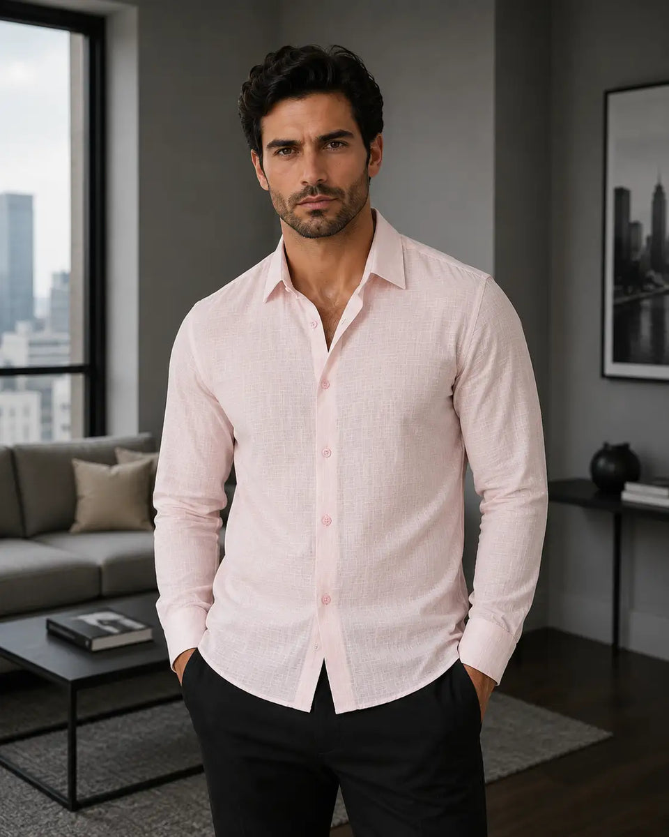 ワンピース half-sleeves shirt-dress 242219 - Pink Button Up Long Sleeve Dress Shirt – NEO NYC, INC.