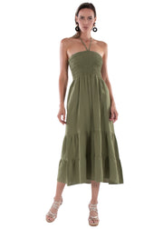 NW1567 - Olive Green Cotton Dress