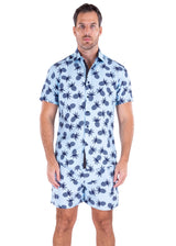 223121 - Blue Tropical Print Shorts