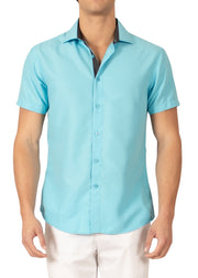 202013 - Turquoise Button Up Short Sleeve Shirt