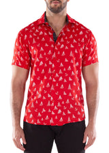 212077 - Red Button Up Short Sleeve Shirt
