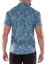 212080 - Turquoise Button Up Short Sleeve Shirt