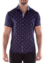 222052 - Navy Button Up Short Sleeve Shirt