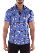 222055 - Blue Button Up Short Sleeve Shirt