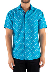 222058 - Turquoise Button Up Short Sleeve Shirt