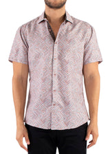 222070 - Beige Button Up Short Sleeve Shirt