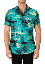 222081 - Turquoise Button Up Short Sleeve Shirt