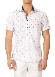 222087 - White Button Up Short Sleeve Shirt