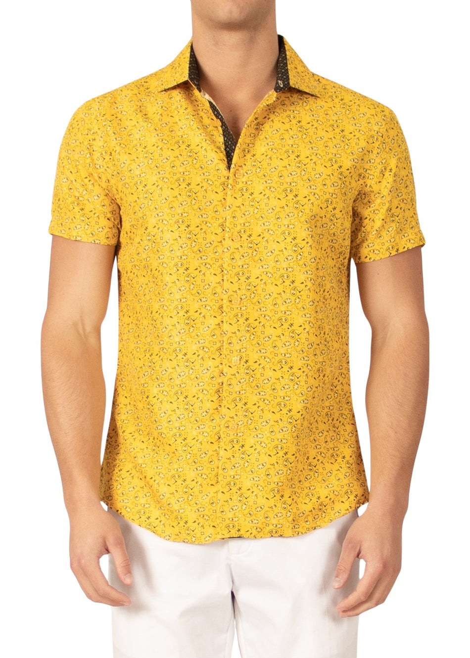 222096 - Yellow Button Up Short Sleeve Shirt– NEO NYC, INC.