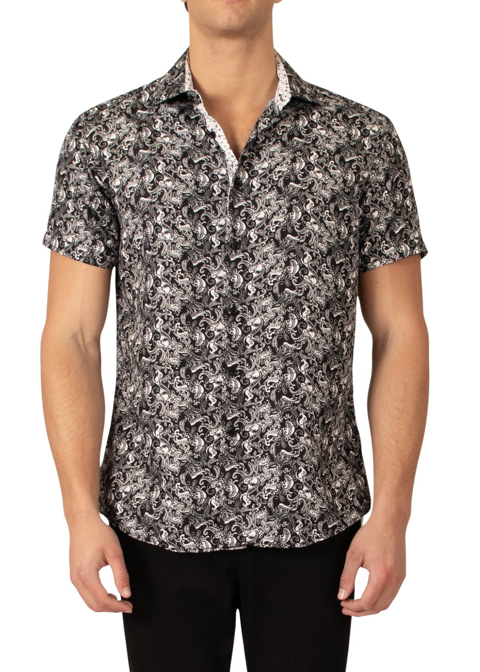 222097 - Black Button Up Short Sleeve Shirt
