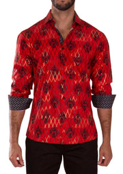 232256 - Red Button Up Long Sleeve Dress Shirt
