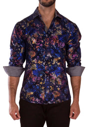 232257 - Navy Button Up Long Sleeve Dress Shirt
