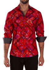 232257 - Red Button Up Long Sleeve Dress Shirt