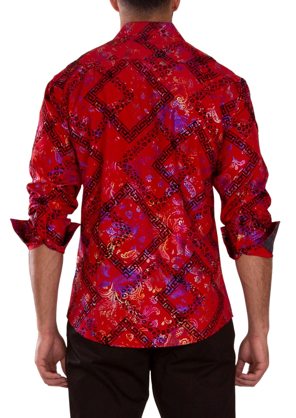 232257 - Red Button Up Long Sleeve Dress Shirt