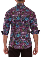 232267 - Purple Button Up Long Sleeve Dress Shirt