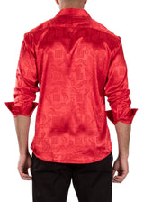 232272 - Red Button Up Long Sleeve Dress Shirt