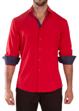 232273 - Red Button Up Long Sleeve Dress Shirt