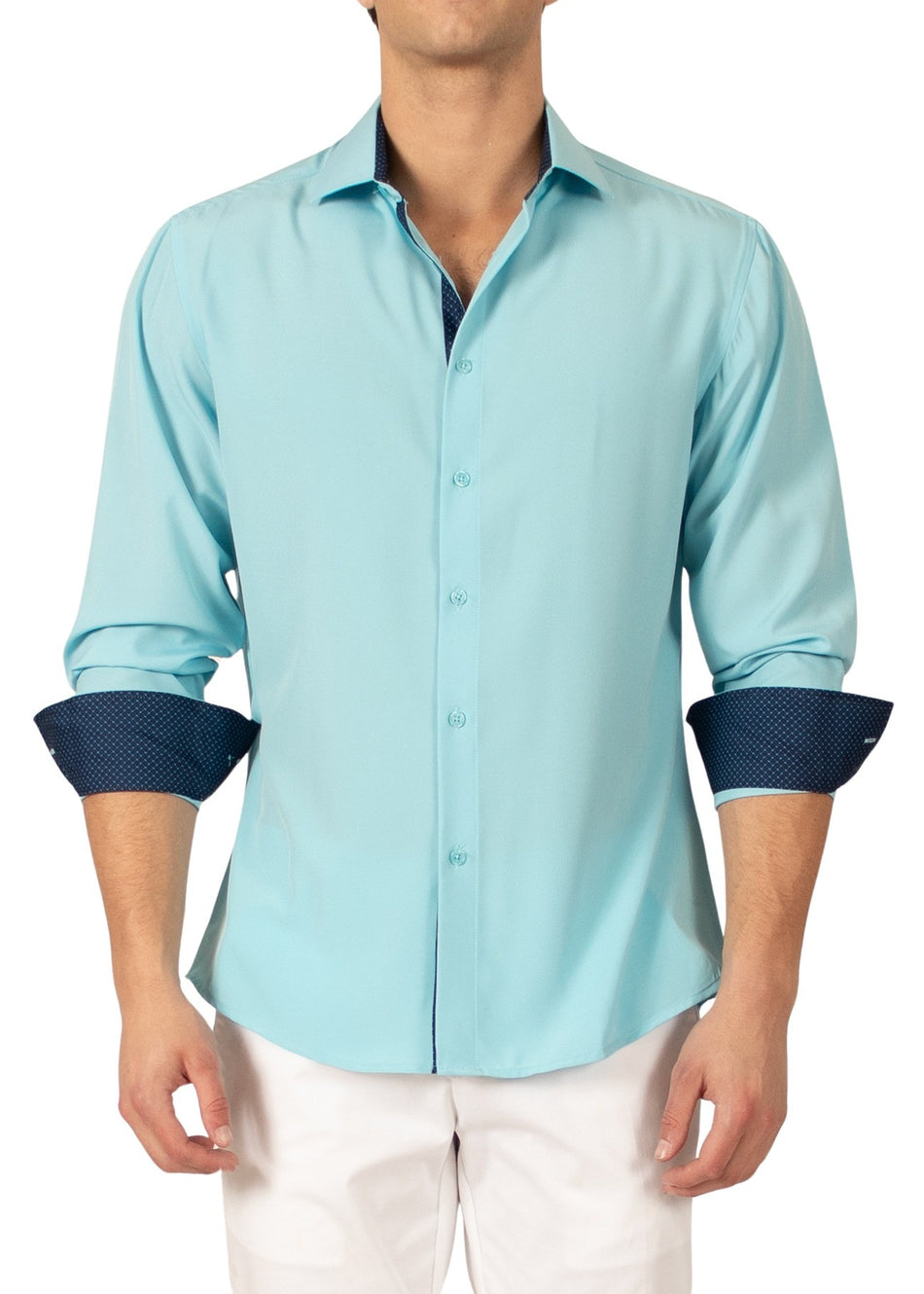232273 - Turquoise Button Up Long Sleeve Dress Shirt