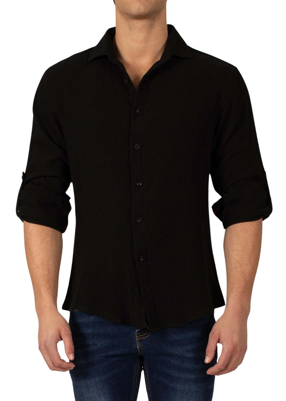 232275 - Black Button Up Long Sleeve Dress Shirt