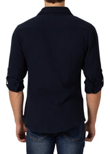 232275 - Navy Button Up Long Sleeve Dress Shirt