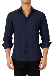 232276 - Navy Button Up Long Sleeve Dress Shirt