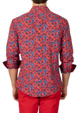 232282 - Red Button Up Long Sleeve Dress Shirt