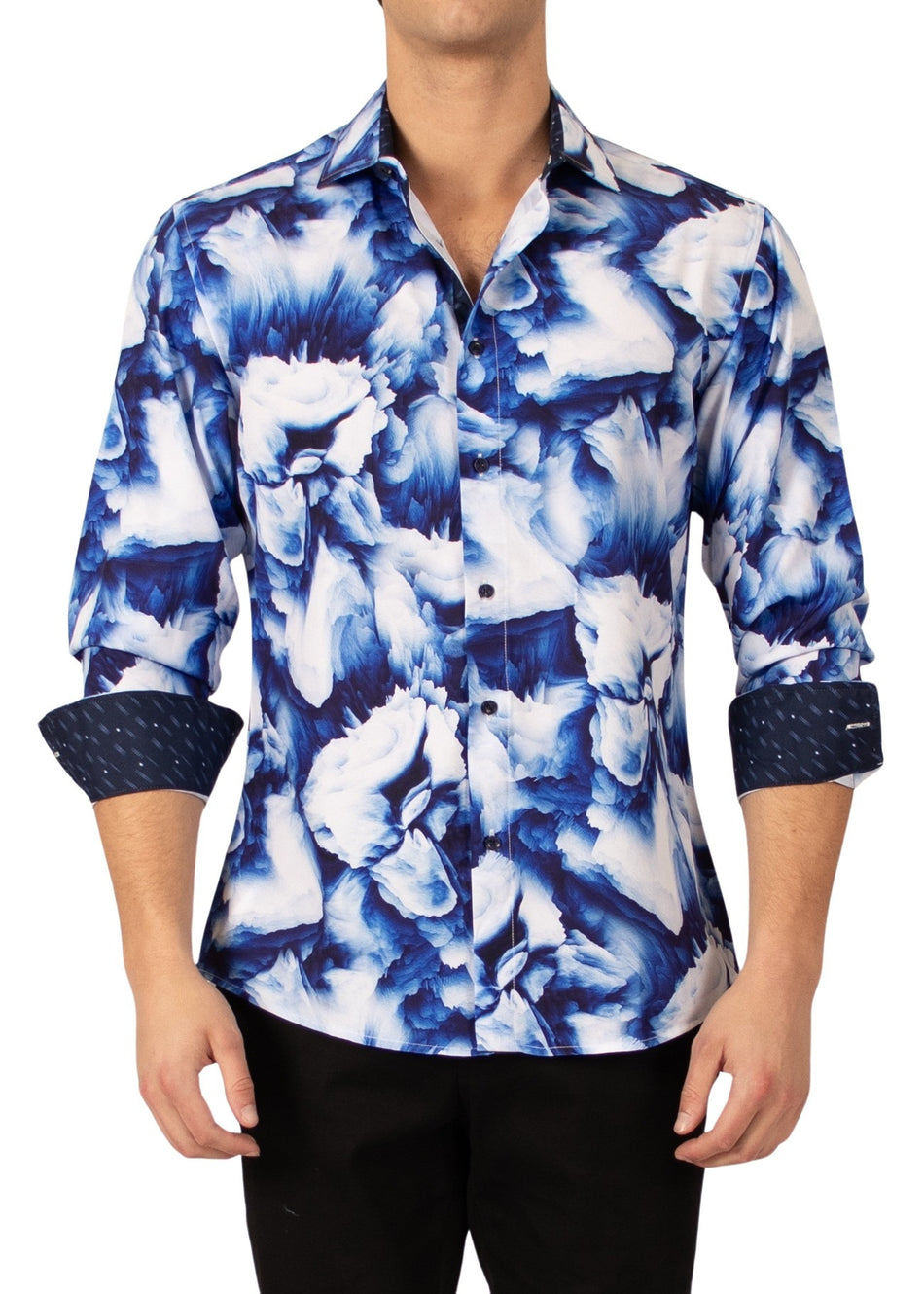 232283 - Blue Button Up Long Sleeve Dress Shirt