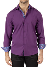 242213- Purple Button Up Long Sleeve Dress Shirt