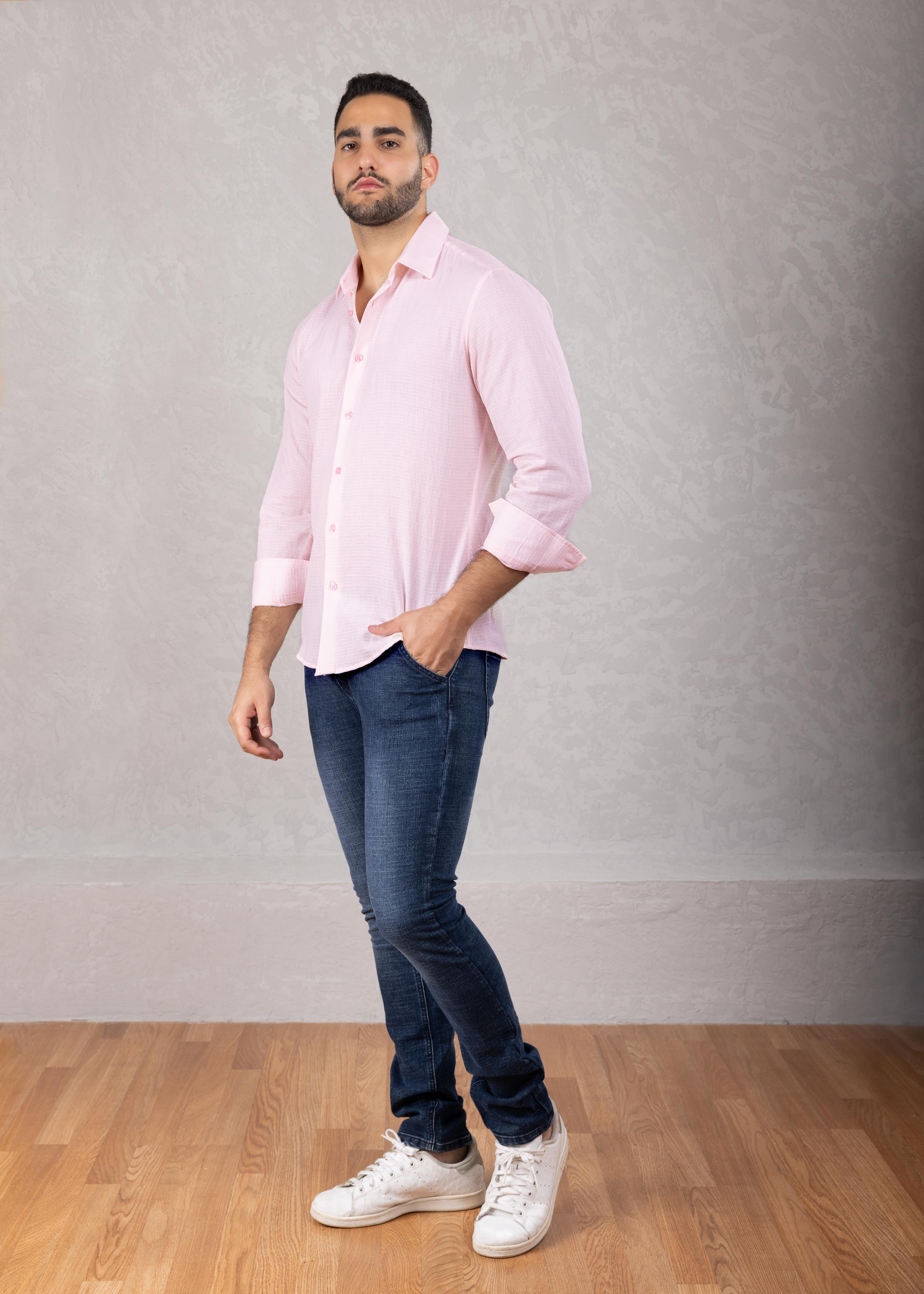 242219 - Pink Button Up Long Sleeve Dress Shirt – NEO NYC, INC.
