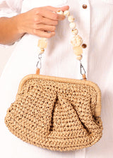 BAG-248004- Khaki Clutch Bag made of natural materials