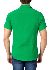 232102 - Green Button Up Short Sleeve Dress Shirt