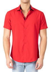 232118 - Red Button Up Short Sleeve