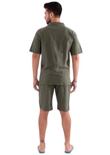 GZ3102 - Military Green Cotton Drawstring Waist Shorts