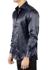 242205 - Navy Button Up Long Sleeve Dress Shirt