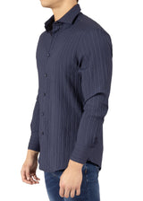 242207 - Navy Button Up Long Sleeve Dress Shirt