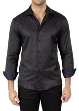 242212- Black Button Up Long Sleeve Dress Shirt