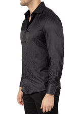 242212- Black Button Up Long Sleeve Dress Shirt