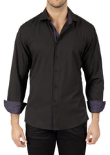 242213- Black Button Up Long Sleeve Dress Shirt