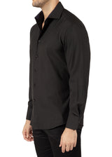 242213- Black Button Up Long Sleeve Dress Shirt