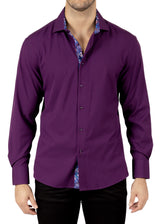 242213- Purple Button Up Long Sleeve Dress Shirt