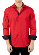 242213- Red Button Up Long Sleeve Dress Shirt