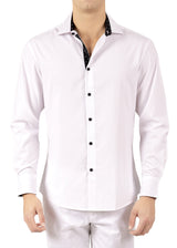 242213- White Button Up Long Sleeve Dress Shirt