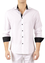 242213- White Button Up Long Sleeve Dress Shirt