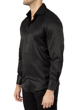 242216- Black Button Up Long Sleeve Dress Shirt