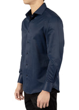 242216- Navy Button Up Long Sleeve Dress Shirt