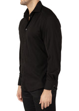 242217- Black Button Up Long Sleeve Dress Shirt