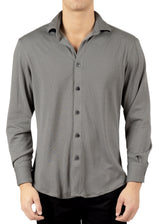 242217- Gray Button Up Long Sleeve Dress Shirt