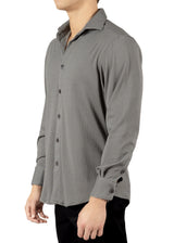 242217- Gray Button Up Long Sleeve Dress Shirt