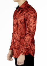 242203 - Red Button Up Long Sleeve Dress Shirt